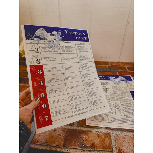 1942 Vtg "Victory Diet &‎ Rules" WWII Patriotic Food Rationing Guide Clipping - Picture 2 of 13